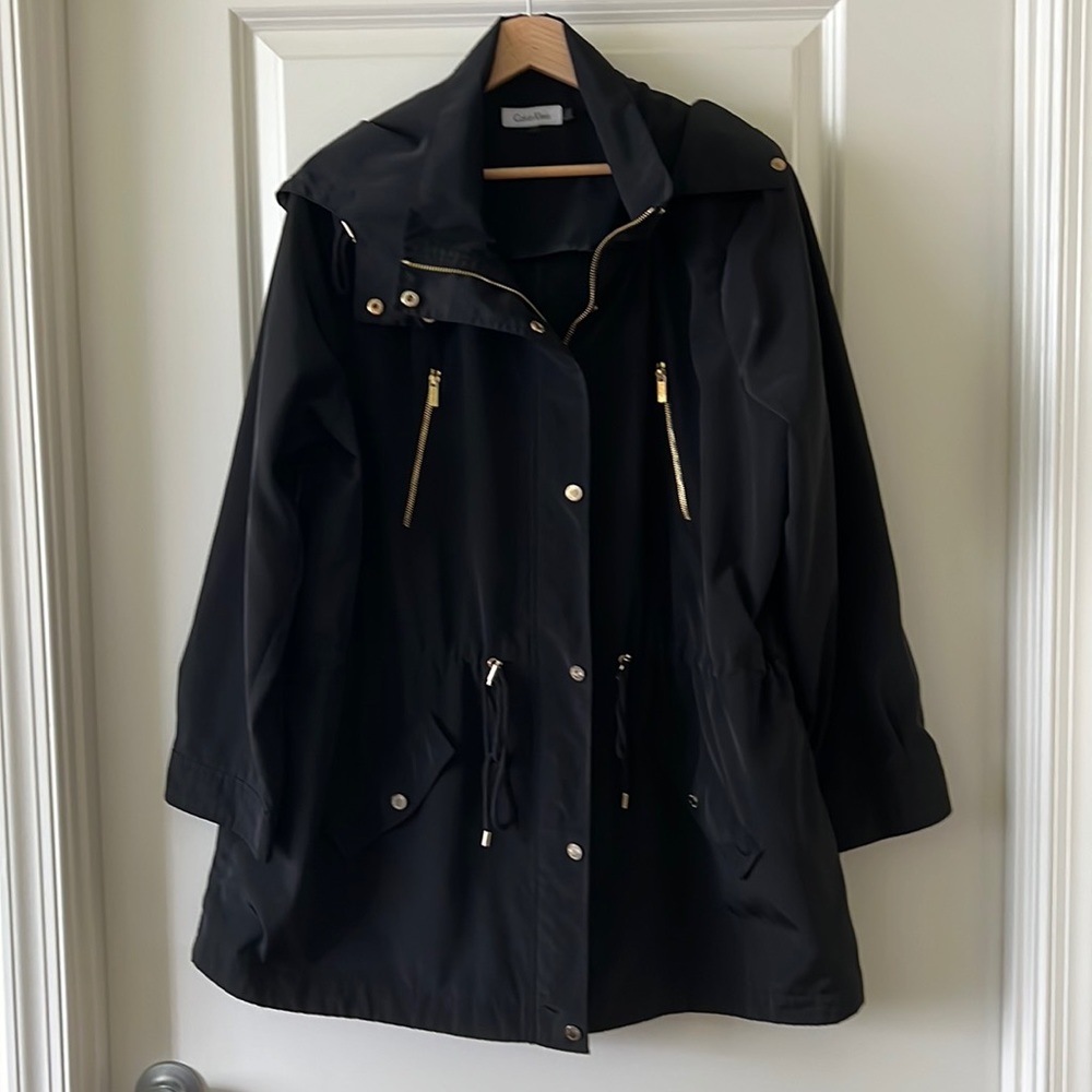 Calvin Klein Black Rain Jacket Wind Breaker Plus 1X